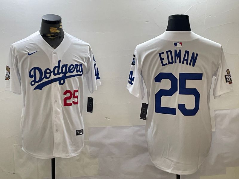 Men Los Angeles Dodgers #25 Edman White Game 2024 Nike MLB Jersey style 112010->los angeles dodgers->MLB Jersey